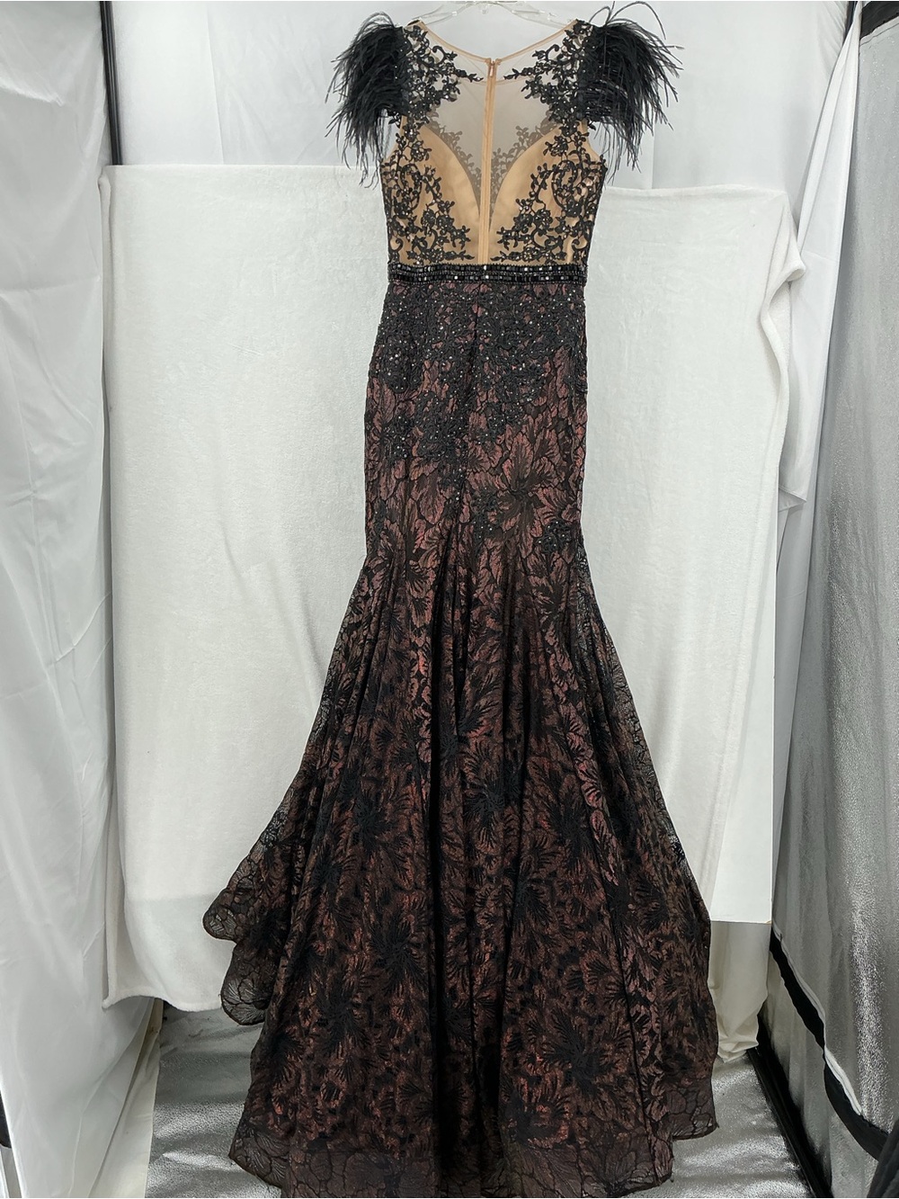 Mac Duggal Black and Deep Purple Lace Mermaid Gown 1172 - Picture 9 of 15